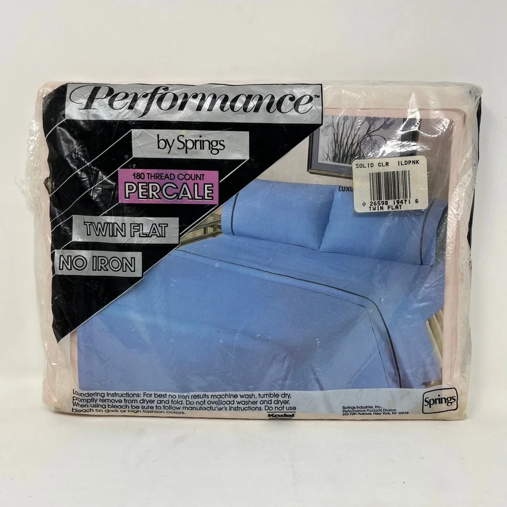 Springs Performance Vintage Twin Flat Sheet Pink Percale 180 TC No Iron USA Made